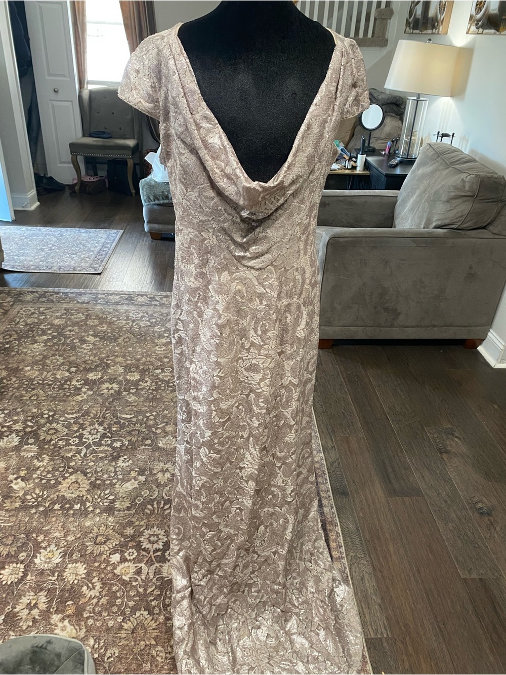Calvin Klein Embroidered Sequin Lace gown. Altered to size 14